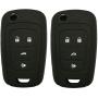 LemSa 2Pcs 4 Buttons Silicone Flip Remote Key Fob Cover Case Protector Holder for Chevrolet Camaro Cruze Chevy Equinox Sonic Terrain Key Fob, Black