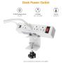 Desk Clamp Power Strip, Desktop Clamp Mount Power Outlet with 2 USB Ports, 4 AC Outlets, Mountable Desk Outlet Removable Power Plugs with 6.56ft Power Cord (4AC2USB-White)