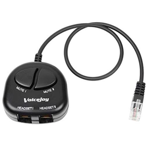 4P4C RJ9 Splitter Training Adapter Telephone Training Adapter Y Splitter+ Two Mute Buttons for Headset for Nortel Meridican, Norstar, Avaya, Ashtra, Mitel, Polycom, Ge Phones etc