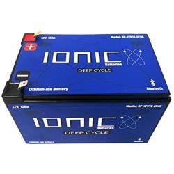 Lithium Ion Deep Cycle Battery 12V 12Ah - Ionic 12V12-EP - Built in Bluetooth Monitoring - 8 Year Warranty - Maximum 300W output per battery / Peak (3sec) 700W output per battery