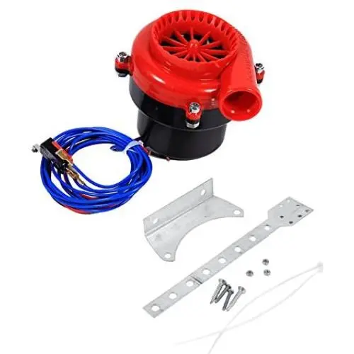 Car Electronic Fake Dump Turbo Valve, Keenso Blow Off Hooter Valve Analog Sound BOV Simulator Kit with Mounting Bracket & Mounting Accessories Red