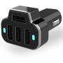 Aduro 4 Port Car Charger USB Adapter, 12V Fast Car Charger USB Adapter Power Station 5.2A/26W Output (Black)