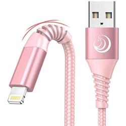 iPhone Charger 6ft 2Pack Aioneus MFi Certified Lightning Cable Fast Charging Cable Nylon Braided Phone Charger Cord Compatible with iPhone 12 Pro 11 Pro Max 10 Xr Xs Max 8 7 6 6s SE 2020 iPad－Pink
