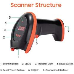 Tera [Pro Series] Wireless 1D 2D QR Barcode Scanner with Counting Screen and Charging Cradle Extra Fast Scanning Speed Ultra High Resolution Handheld Imaging Bar Code Reader for Warehouse Inventory