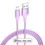 iPhone Charger Lightning Cable 4Pack(6/6/6/6ft) 4Color MFi Certified Nylon Braided Long Fast USB Cord HaoKanDe Compatible for iPhone 11Pro MAX Xs XR X 8 7 6S 6 Plus SE 5S 5C (Purple+Blue Green Rose)