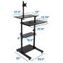 Mount-It Mobile Stand Up Desk / Height Adjustable Computer Work Station Rolling Presentation Cart With Monitor Arm (MI-7942B), Black