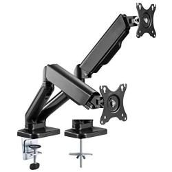 AVLT Dual 27'' Monitor Desk Mount Stand - Mount Two 27'' Screens on Height Adjustable Gas Spring Arms Space Saver Both C-Clamp & Grommet Mounting Base Each Arm Holds up to 14.3 lbs