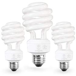 SleekLighting E26 Standard Screw Base 23Watt CFL Light Bulb - 3 Pack, 5000 Kelvin for Pure White Daylight and 1600 Lumens (100 Watt Light Bulb Equivalent) - UL Listed
