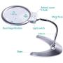 XYK Large 2X 5X LED Lighted Magnifier with Stand - Folding Design with 2 LED Lamp and Jumbo 5.5 Inch Lens - Best Hands Free Magnifying Glass with Light for Reading