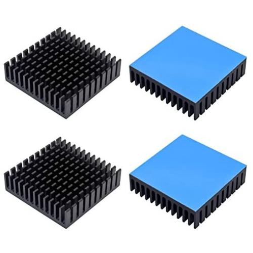4pcs Aluminum Heatsink 40x40x11mm / 1.57x1.57x0.43inches for Electronic Chip Cooling with Thermal Conductive Double Sided Tape