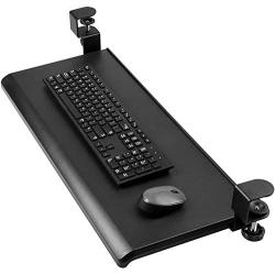HUANUO Keyboard Tray Under Desk with C Clamp-Large Size, Steady Slide Keyboard Stand, No Screw into Desk, Perfect for Home or Office