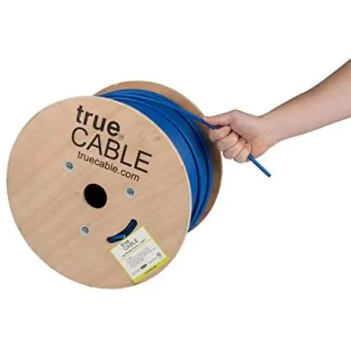 trueCABLE Cat6 Plenum Shielded (CMP), 1000ft, Blue, 23AWG Solid Bare Copper, 550MHz, ETL Listed, Overall Foil Shield (FTP), Bulk Ethernet Cable