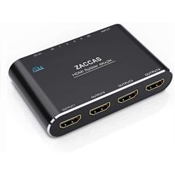 HDMI Splitter 1 in 4 Out-ZACCAS 4k Aluminum HDMI Splitter 1x4 for Dual Duplicate Monitors Mirror with Same Image Support 4k@30hz Full HD 1080P for Roku Fire Stick Xbox PS4 Blu-Ray Player HDTV