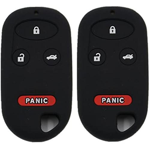 Ezzy Auto A Pair Black Silicone Rubber Key Fob Case Key Covers Key Jacket Skin Protector fit for Honda Accord CR-V Civic Acura TL RL CL