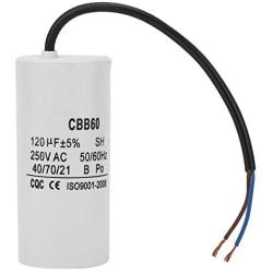 CBB60 Run Capacitor, Wire Lead 250VAC 120uF 50/60Hz Capacitor for Motor Air Compressor
