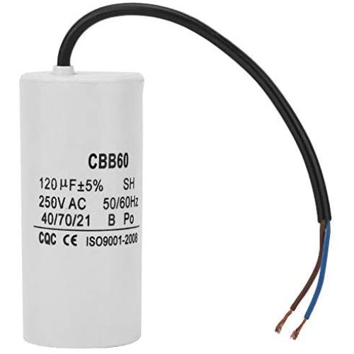CBB60 Run Capacitor, Wire Lead 250VAC 120uF 50/60Hz Capacitor for Motor Air Compressor