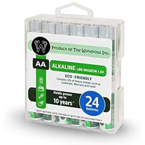 New!! Wondrous AA Alkaline Batteries 24pk in Plastic Box (AA)
