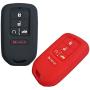 Qty(2) 5Buttons Full Protector Silicone Smart Key Cover Jacket Keyless Protector Holder for 2018 2017 2016 2015 Honda Accord Civic CR-V CRV Pilot EX EX-L Touring Premium Smart Key Fob Black Red