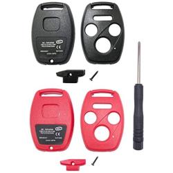 Horande 3+1 Buttons Key Fob Cover fits for Honda 2003-2012 Accord 2006-2013 Civic EX 2009-2015 Pilot 2005-2006 CR-V Keyless Entry Remote Key Fob Case Shell (Black+ Red)