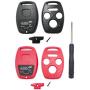 Horande 3+1 Buttons Key Fob Cover fits for Honda 2003-2012 Accord 2006-2013 Civic EX 2009-2015 Pilot 2005-2006 CR-V Keyless Entry Remote Key Fob Case Shell (Black+ Red)