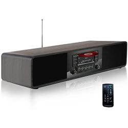 KEiiD CD Player for Home with Bluetooth Wooden Stereo System Desktop Speakers FM Radio USB SD AUX Remote Control, 28-Inch Length 20-Pounds Weight