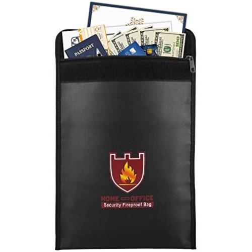 Fireproof Money & Document Bag, MoKo 15'' x 11'' Fire & Water Resistant Cash & Envelope Holder, Protect Your Valuables, Documents, Money, Jewelry, Zipper Closure for Maximum Protection, Black