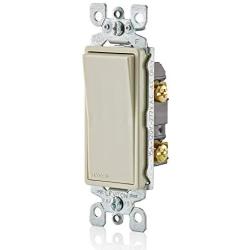 Leviton 5601-2T 15 Amp, 120/277 Volt, Decora Rocker Single-Pole AC Quiet Switch, Residential Grade, Grounding, Light Almond