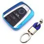 ROYALFOX(TM Luxury Soft TPU Smart 4 Buttons Key Fob case Cover for BMW i3 i8 2014 2016 2017 with Keychain Key Ring BMW i Key Cover (Blue)