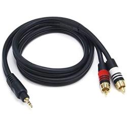 Monoprice 105597 3-Feet Premium Stereo Male to 2RCA Male 22AWG Cable - Black