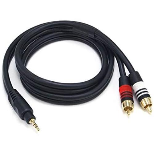 Monoprice 105597 3-Feet Premium Stereo Male to 2RCA Male 22AWG Cable - Black