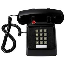 TOPZEA Retro Corded Desk Phone, Single Line Desk Telephone Landline Telephone with Loud Ringer Old Style Desk Phone for Home and Office, Black