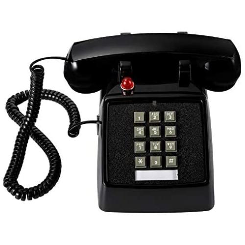 TOPZEA Retro Corded Desk Phone, Single Line Desk Telephone Landline Telephone with Loud Ringer Old Style Desk Phone for Home and Office, Black
