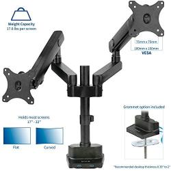 VIVO Premium Aluminum Full Motion Dual Monitor Desk Mount Stand with Lift Engine Arm, Pole Extension, and USB Ports, Fits Screens up to 32 inches, STAND-V102BDU