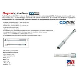 CDI Torque Products A Snap-On Company 1/2'' Drive 30-250 Ft Lbs / 47-332 NM Dual Scale Micrometer Adjustable Metal Handle Torque Wrench Individually Serialized with Matching Certificate of Calibration