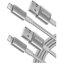 Anker 6ft Premium Nylon Lightning Cable [2-Pack], Apple MFi Certified for iPhone Chargers, iPhone Xs/XS Max/XR/X / 8/8 Plus / 7/7 Plus / 6/6 Plus / 5s, iPad Pro Air 2, and More(Silver)