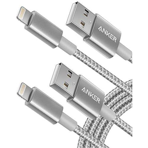 Anker 6ft Premium Nylon Lightning Cable [2-Pack], Apple MFi Certified for iPhone Chargers, iPhone Xs/XS Max/XR/X / 8/8 Plus / 7/7 Plus / 6/6 Plus / 5s, iPad Pro Air 2, and More(Silver)