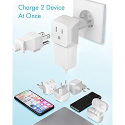 European Travel Plug Adapter by Ceptics Europe Power Adaptor Charger Dual Input - Ultra Compact - Light Weight - USA to any Type C Countries such as Italy, Iceland, Austria and More (CT-9C)