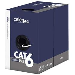 celertec Cat6 Riser(CMR) Bulk Ethernet Cable, 23AWG Solid Bare Copper, Unshielded Twisted Pairs (UTP), 550MHz, ETL Listed, 1000ft Pull Box -White