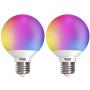 Sunco Lighting 2 Pack WiFi LED Smart Bulb, G25, 5W, Color Changing (RGB & CCT), Dimmable, Compatible with Amazon Alexa & Google Assistant - No Hub Required