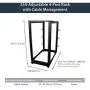 StarTech.com 25U Open Frame Server Rack - 4 Post Adjustable Depth (22'' to 40'') Network Equipment Rack w/ Casters/ Levelers/ Cable Management (4POSTRACK25U), Black
