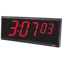 Pyramid Time Systems Extra Large Stand Alone Digital Clock, 4'' Numeral Red LED Display, 6 Digit (Hour, Minutes, Seconds), 110V, 6 cord, Stand-Alone, Made in USA (DIG-6B)