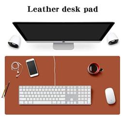 BOONA Desk Mat/Mouse Pad Protector-23.6x11.8 Multifunctional Ultra Thin Waterproof PU Leather Writing Pad for Office Laptop, Gaming Computer and Travel(60cmx30cm Double Side with Brown +Silvery)
