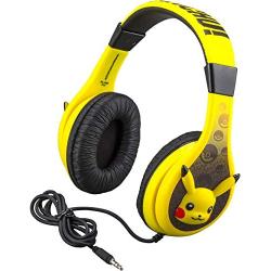 Pokemon Pikachu Kids Headphones, Adjustable Headband, Stereo Sound, 3.5Mm Jack, Wired Headphones for Kids, Tangle-Free, Volume Control, Childrens Headphones Over Ear for School Home, Travel