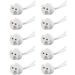 10 Pack Bioluz LED MR16 Socket, GU5.3 Socket, LED Halogen Lamp Ceramic Wire Connector Base Socket Adapter MR16 MR11 G4 GU5.3 Socket (Pack of 10)