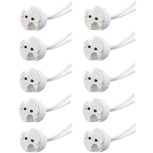 10 Pack Bioluz LED MR16 Socket, GU5.3 Socket, LED Halogen Lamp Ceramic Wire Connector Base Socket Adapter MR16 MR11 G4 GU5.3 Socket (Pack of 10)
