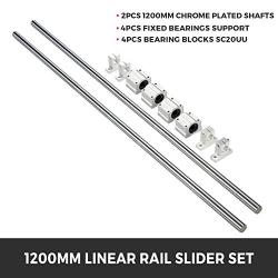 BestEquip Linear Rail Slide 2PCs 20mm x 1200mm Linear Bearing Slide Set with 4Pcs Block Bearings SC20UU+4Pcs Shaft Support Linear Shaft CNC Parts Kits for Electronic Equipment Guide Bar