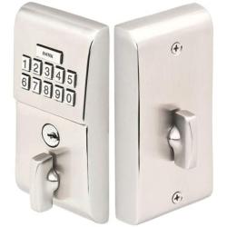 Emtek E1020 Single Cylinder Solid Brass Electronic Deadbolt from the Brass Moder, Satin Nickel
