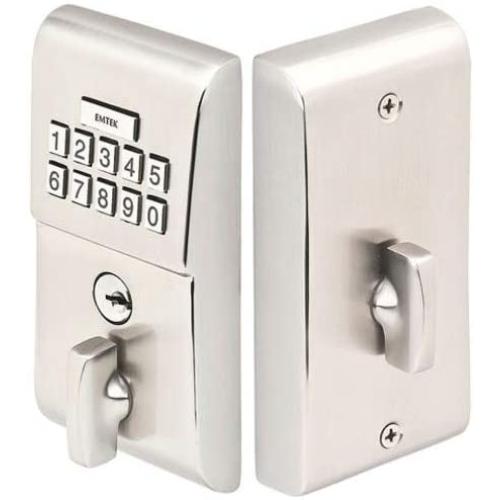 Emtek E1020 Single Cylinder Solid Brass Electronic Deadbolt from the Brass Moder, Satin Nickel
