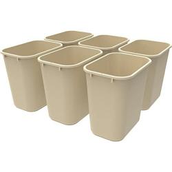 Storex Medium Waste Basket, 15 x 10.5 x 15 Inches, Beige, Case of 6 (STX00713U06C)