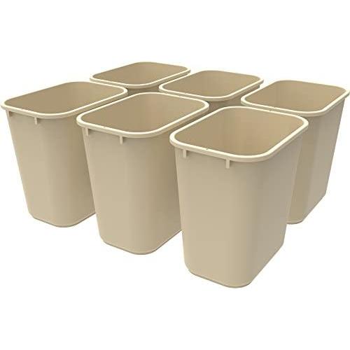 Storex Medium Waste Basket, 15 x 10.5 x 15 Inches, Beige, Case of 6 (STX00713U06C)